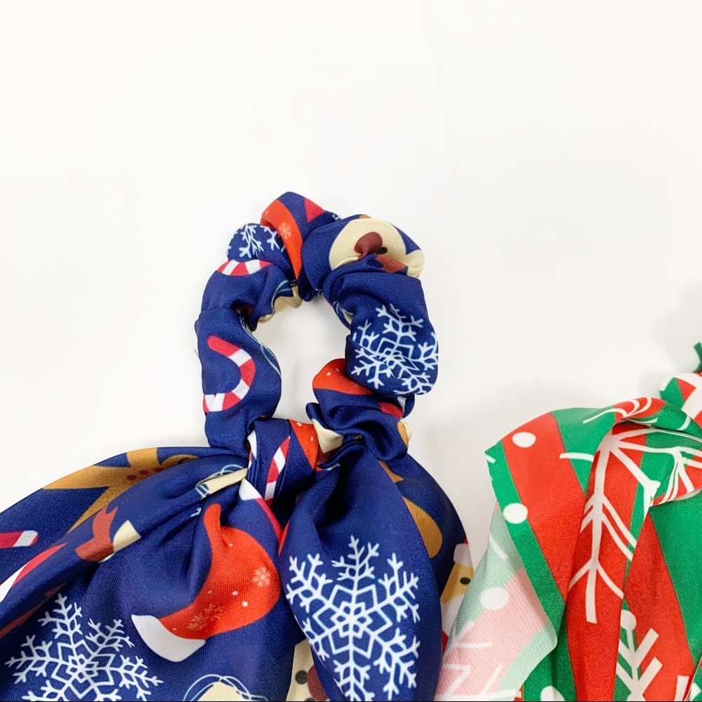 Set 2: Christmas Holiday Scrunchie Hair Ribbon - Picture 9 of 12